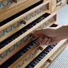 Vintage Wooden Drawer Cabinet Multi-Layer Classification Storage Box Fabric-Covered Organizer Drawer A4 Paper Stamp Organize Box 3