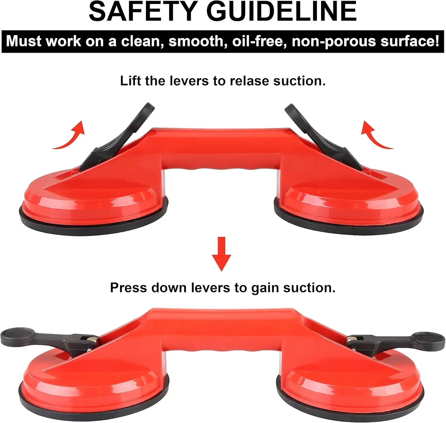 Glass Lifting Suction Cups Heavy Duty Vacuum ABS Handle for Construction