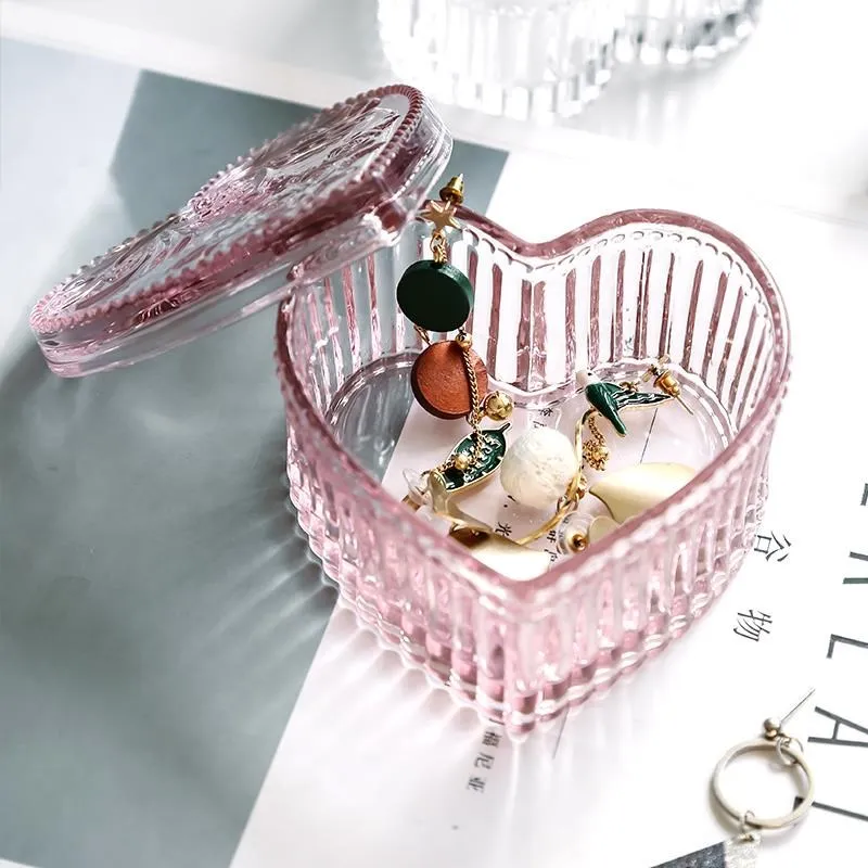 

Love Heart Shape Crystal Glass Candy Cup Living Room Candy Jar Dried Fruit Plate Sugar Bowl Fruit Cup Jewelry Box with Lid