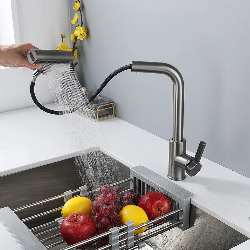 Four Modes Pull-Out Kitchen Faucet Rainfall Waterfall Basin Faucet For Kitchen Sink Mixer Tap For Sink 360 Degree Rotation