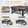 Multifunction Garden Wood Burning Table Fire Pit Outdoor Table with Grills Bbq PLATE OVEN WARM POT STOVE 4