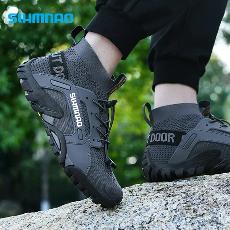 Sapatos de pesca antiderrapantes respiráveis para homens, escalada de montanha, calçados esportivos para caminhada e caminhada, tênis de caminhada e ciclismo