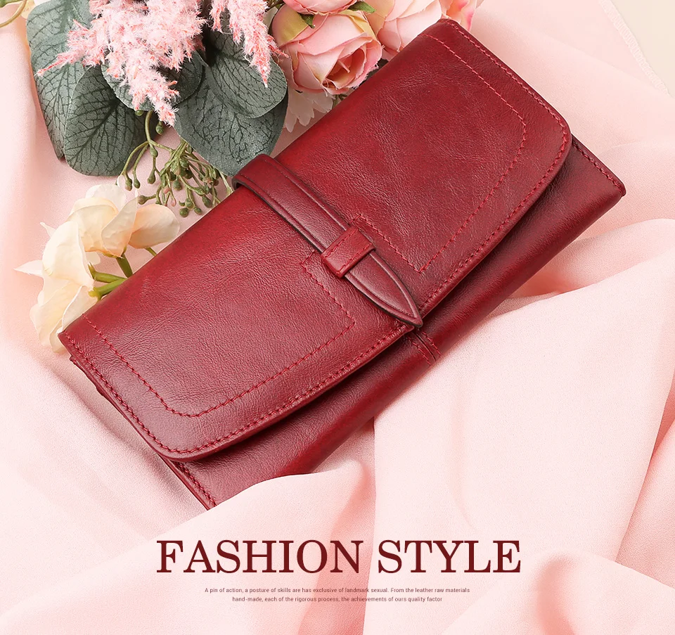 HUMERPAUL Damen-Geldbörse aus echtem Leder, lange Clutch, modische Handtasche mit Handytasche, Kartenhalter, Geldbörse, Geldbeutel – Detail 1