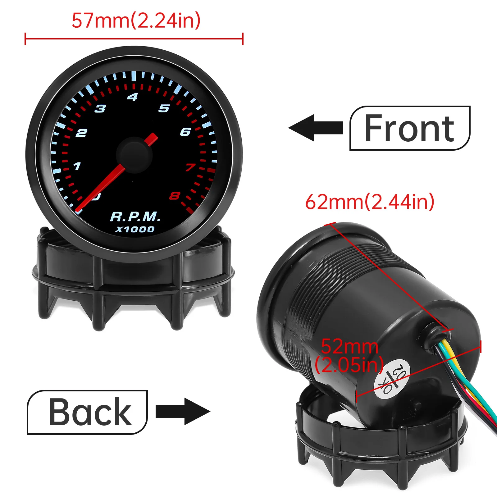 Engine Tachometer Universal Gasoline Car 2" 52MM Tachometer Water Temperature Oil Temp Meter Boost Meter PSI Bar Oil Pressure Gauge Voltmeter 12V