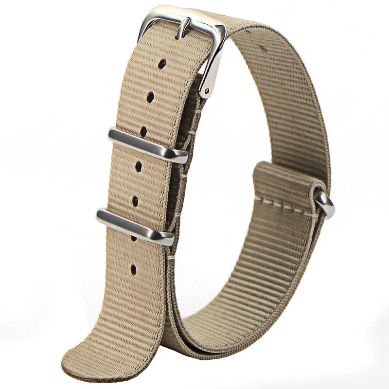 Nylon Army Sports Watch Strap – Black Adjustable Belt with Buckle