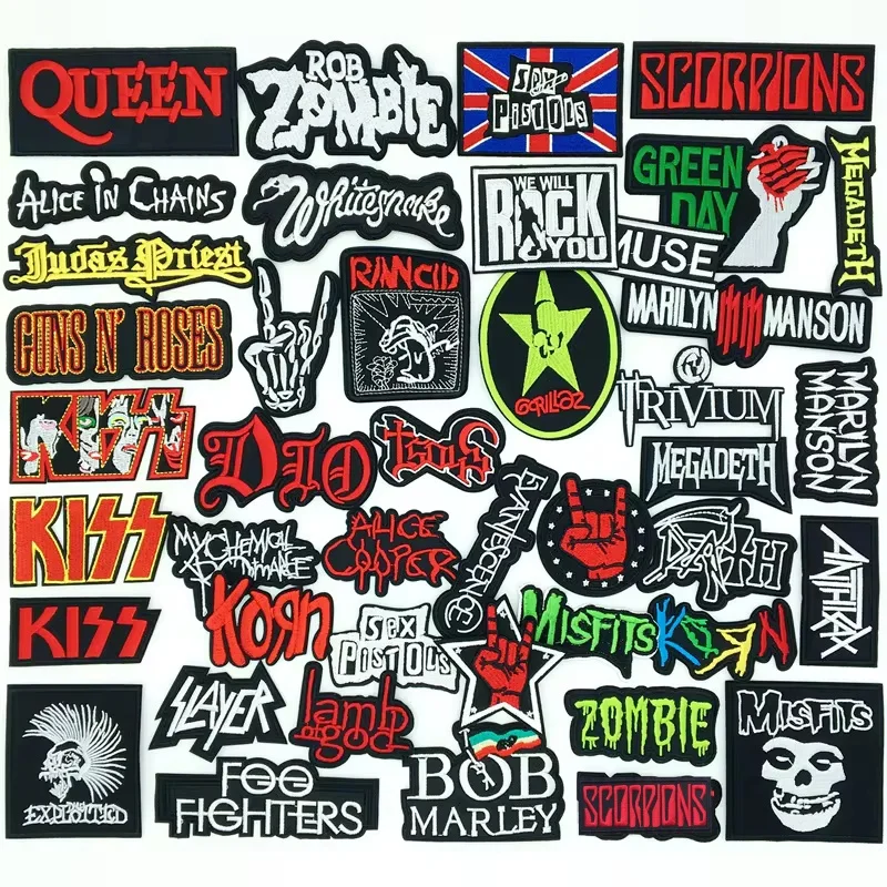 Embroidery Patches Punk Rock Music Band Embroidery Patches DIY Applique Sewing Supplies Decorative Badges Classic Nostalgia MUSIC