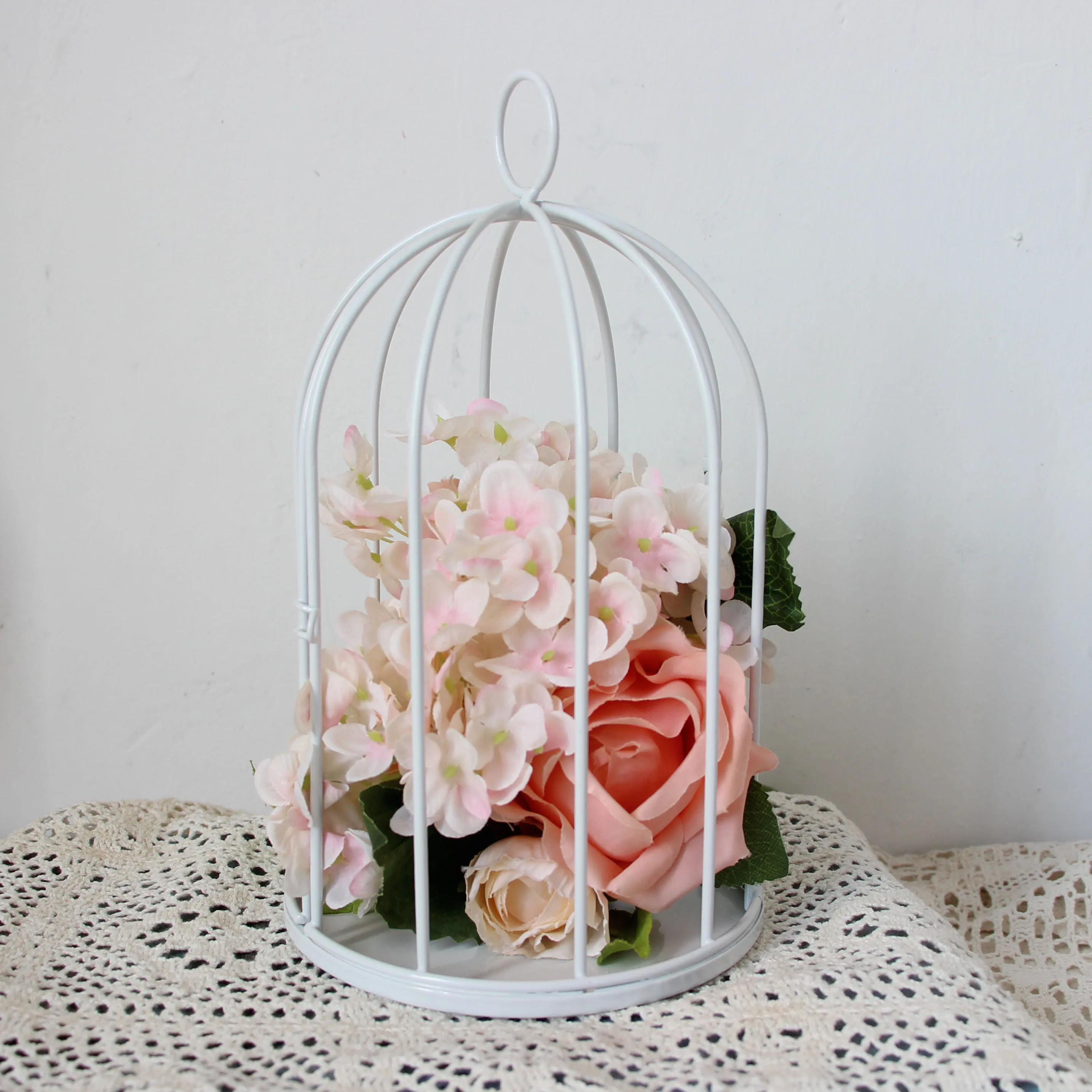 Outdoor Modern iron garden metal birdcage line cage with Bird decoration hanging flowerpot succulent plants