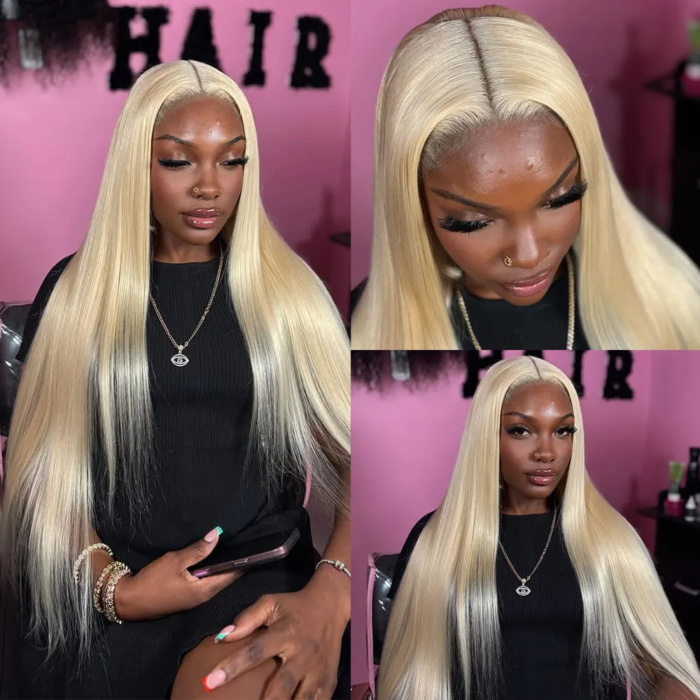 Human Hair Wig 220 Density Straight Blonde 613 Hd Lace Frontal 13x6 13x4 Brazilian for Women