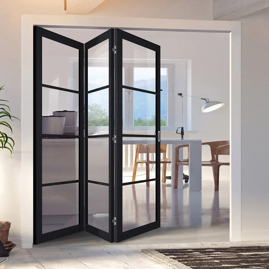DN Modern Home Interior Door Garden Aluminum Alloy Folding Accordion Door Tempered Glass Bifold Doors