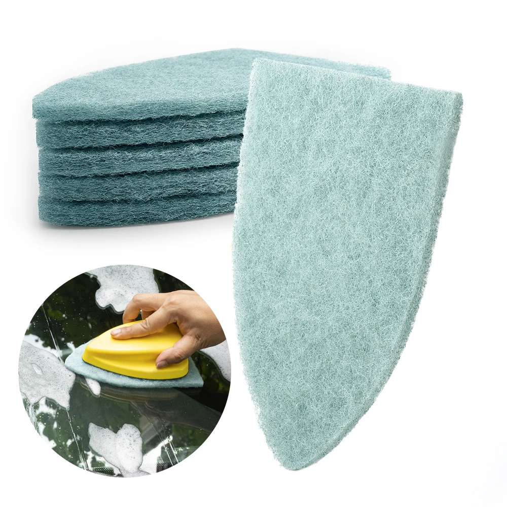 EHDIS 6pcs/Pack No-Scratch Nylon Scrubbing Pad For Kitchen Cleaning Scraper Car Glass Wash Water Wipe Replacement Scouring Felts