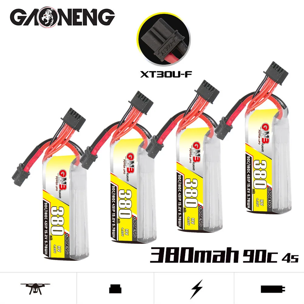 

Аккумулятор GNB HV 4s 15,2 в 380 мАч 90c/180c Lipo для радиоуправляемого вертолета квадрокоптера FPV гоночного дрона, запасные части, аккумулятор