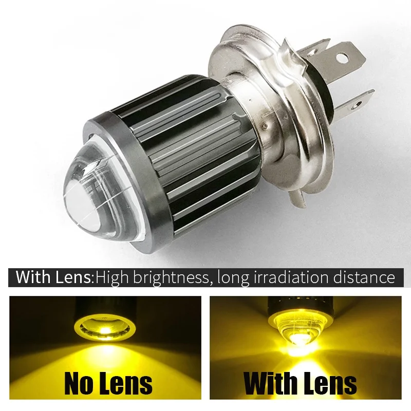 Motorcycle Headlight 1pc H4 H6 BA20D LED Motorcycle Headlight Bulb Moto Spotlights CSP Lens White Yellow Hi Lo Lamp Scooter Fog Lights