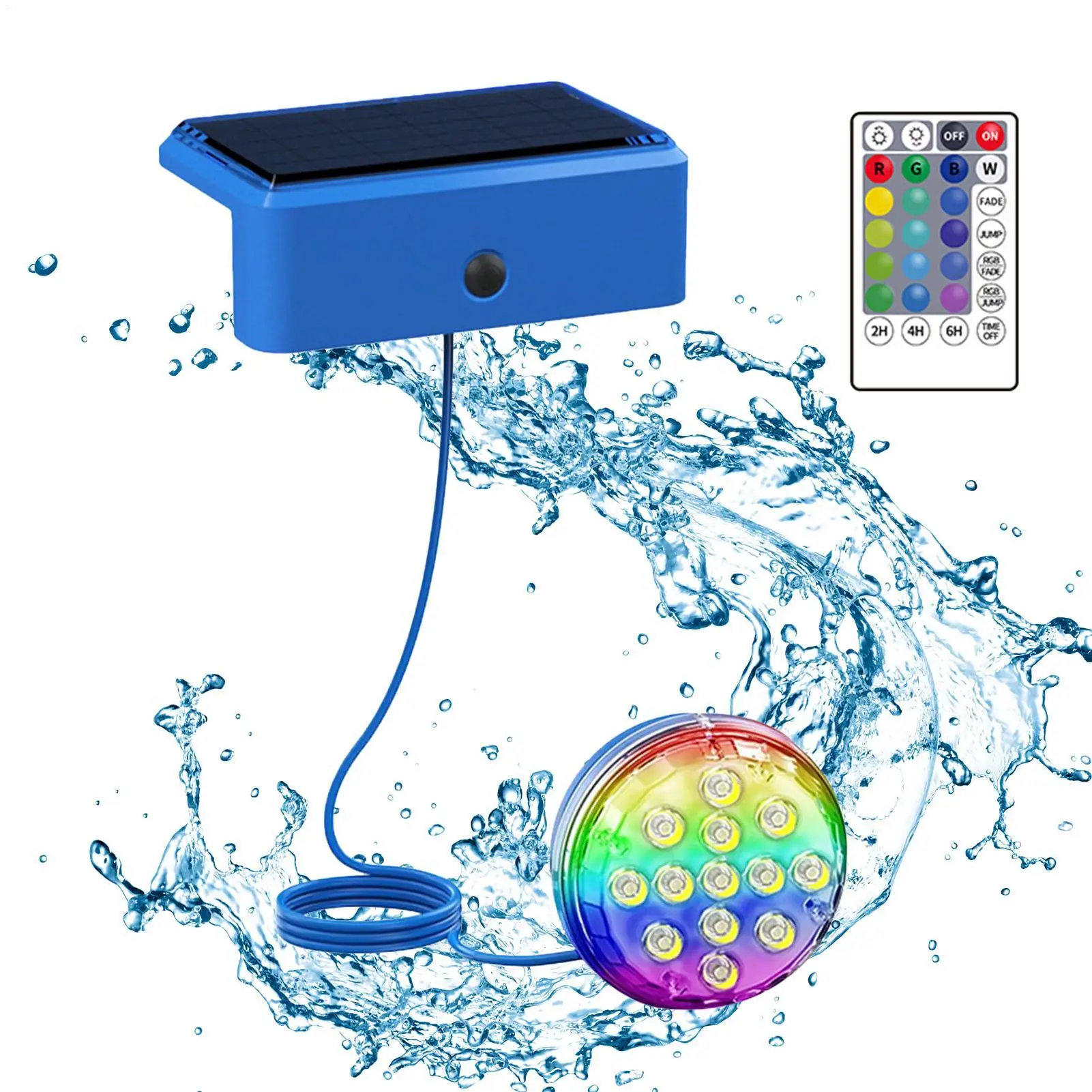 RGB Solar Pool Lights Swimming Pool Solar Lights with Timer 16 Colors Magnetic Submersible Lighting Accessories for Poolside