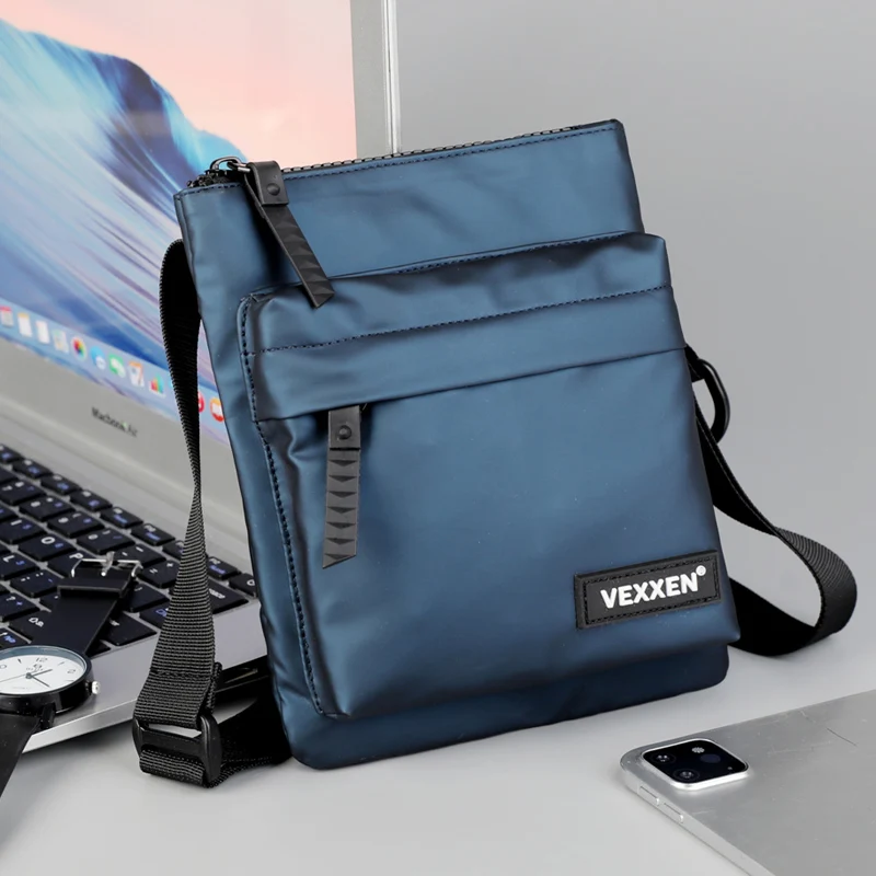 Borse a tracolla a tracolla per uomo Borsa a tracolla con cerniera in pelle PU casual Borsa per telefono mini a tracolla semplice Borsa a tracolla laterale maschile - immagine 3
