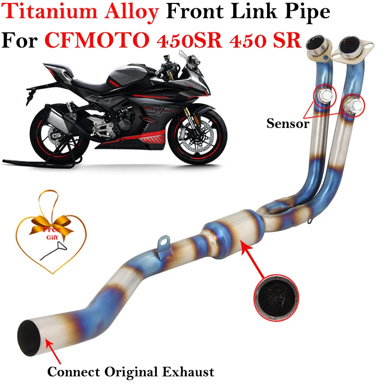 

Titanium Alloy Slip On For CFMOTO 450SR 450 SR Motorcycle Exhaust Systems Escape Modify Muffler Front Middle Link Pipe