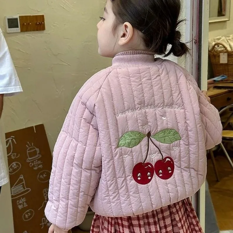 Cartoon Embroidery Winter Kids Jacket Thicken Wam Plush Girls Boys Outerwear Coats Children's Clothing Cotton Down Parkas