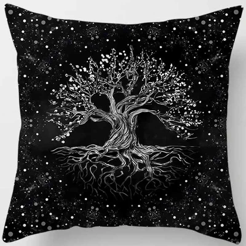 Dark World Tree Print Pillow Cover Home Decor Car Sofa Cushion 4