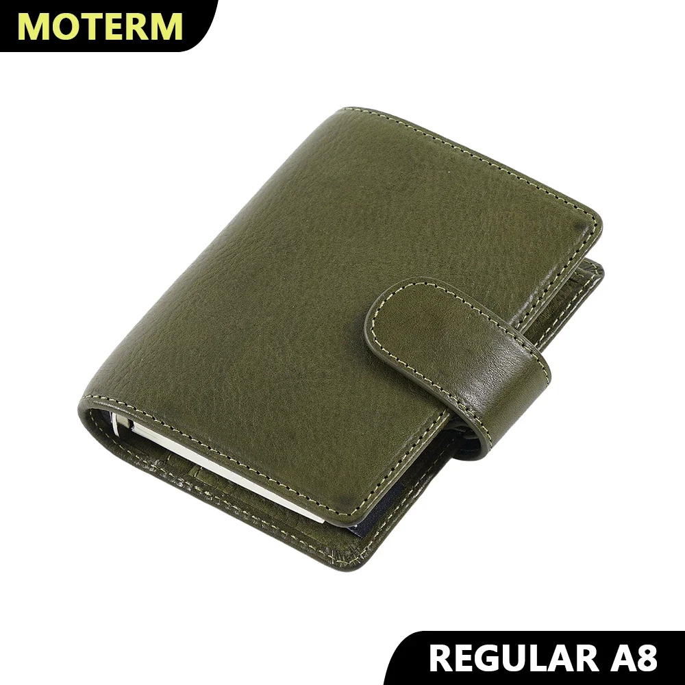 Moterm Full Grain Veg Tanned Leather Regular A8 Rings Planner 5-hole Mini Size Notebook with 15 MM Rings Organizer Journey Diary