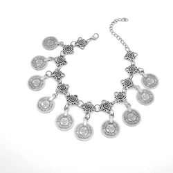 Exquisite Vintage Boho Silver Coin Pendant Bracelet (Silver Color)