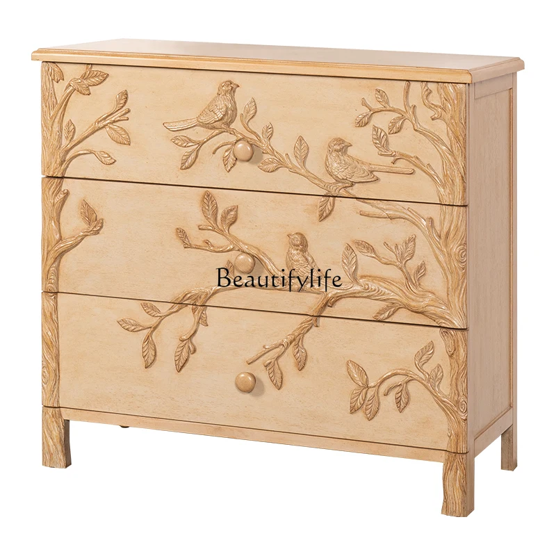 

French-Style Solid Wood Carving Locker, Corner Cabinet of Guest Restaurant