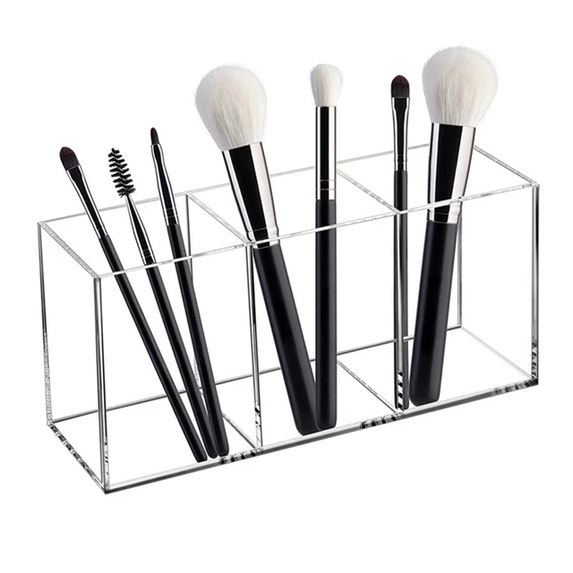 3 Holes Transparent Acrylic Makeup Brush Tool Cosmetic Makeup