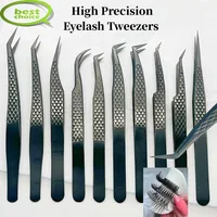 Precision Eyelashes Extension Tweezers Black For Make Fans Boot Isolation False Lash Clip Tongs Nail Art Makeup Tools Supplies 1