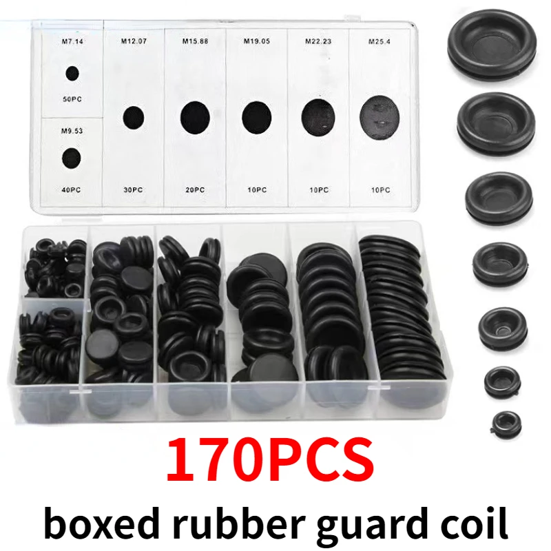 170pcs Rubber Grommet Firewall Hole Plug Kit Wire Washer Kit For Drilling1/4 "3/8" 1/2 "5/8" 3/4 "7/8" 1 "wiring Combination
