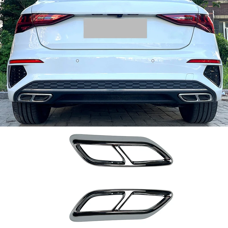 

For Audi A3 8Y S Line Sportback Sedan 2021 2022 2023 Exhaust Muffler Tail Tip Pipe Trim Cover Frame Glossy black/Carbon look