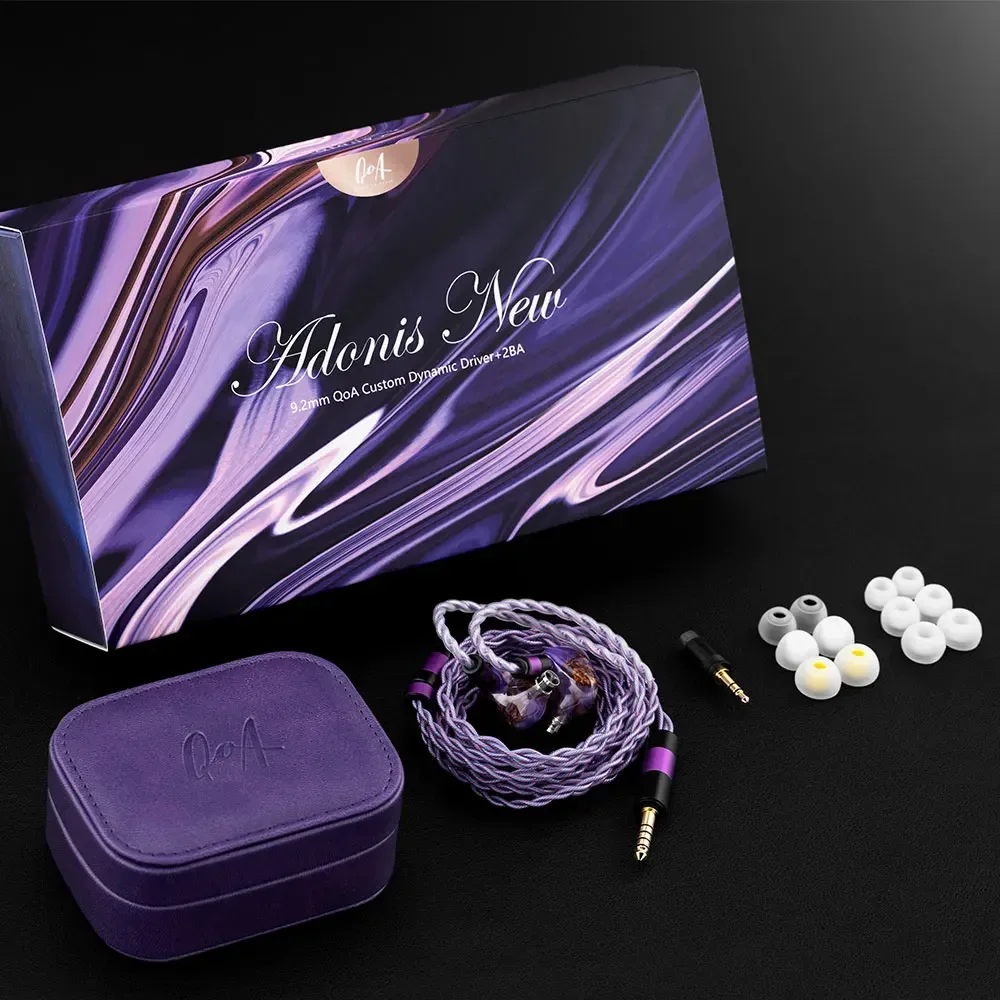 QOA Adonis 하이브리드 하이파이 인이어 이어폰, 파인콘 송진 쉘 IEM 3.5 + 4.4mm 플러그 0.78, 2 핀 케이블, Kinera 헤드폰, 1DD + 2BA, 신제품