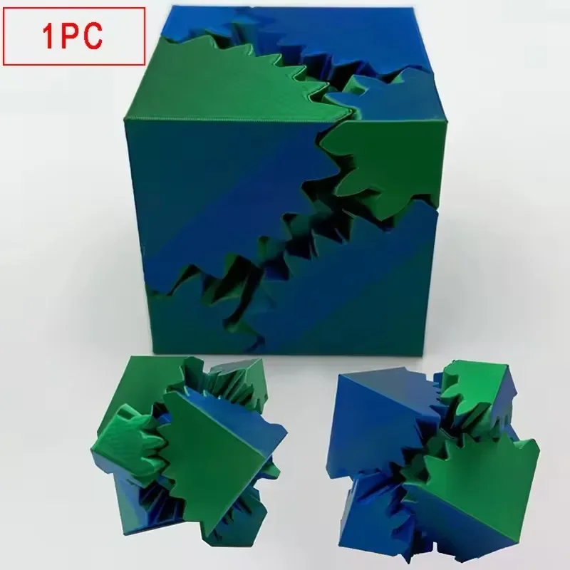3D Printed Cube Fidget Toy Stress Relief Cube Gear Ball Rotating Stress Relaxing Toy Desktop Decoration Decompression