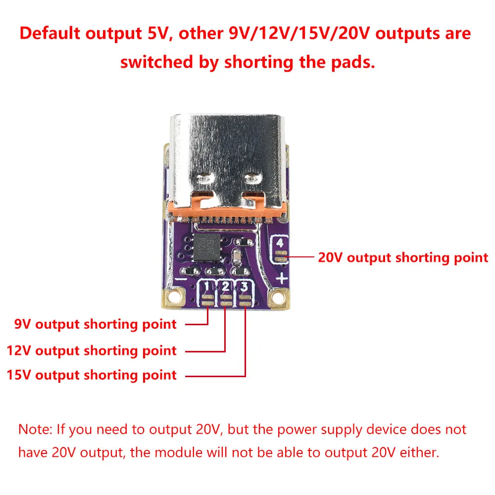 PD3.0 PD3.1 QC3.0 디시버 고속 충전 모듈 DC 5/9/12/15/20/28/36/48V 전압 트리거 PD에서 DC 타입 C 인터페이스로