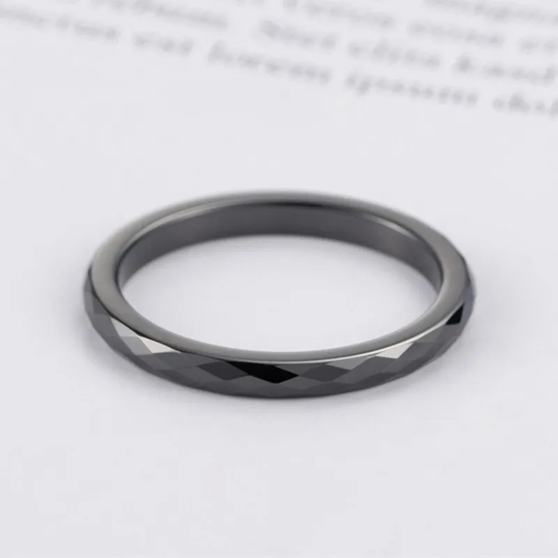 3mm Thin White/Black Faceted Ceramic Ring Wedding Band for Women Men Size 4-12 5