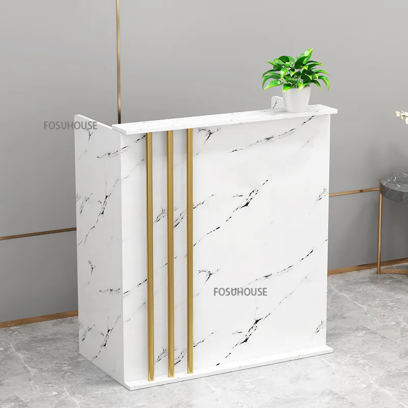 Nordic Reception Desk For Office Furniture Wood-based Panel Desks Creative Designer Clothing Store Checkout Counter Desk Table