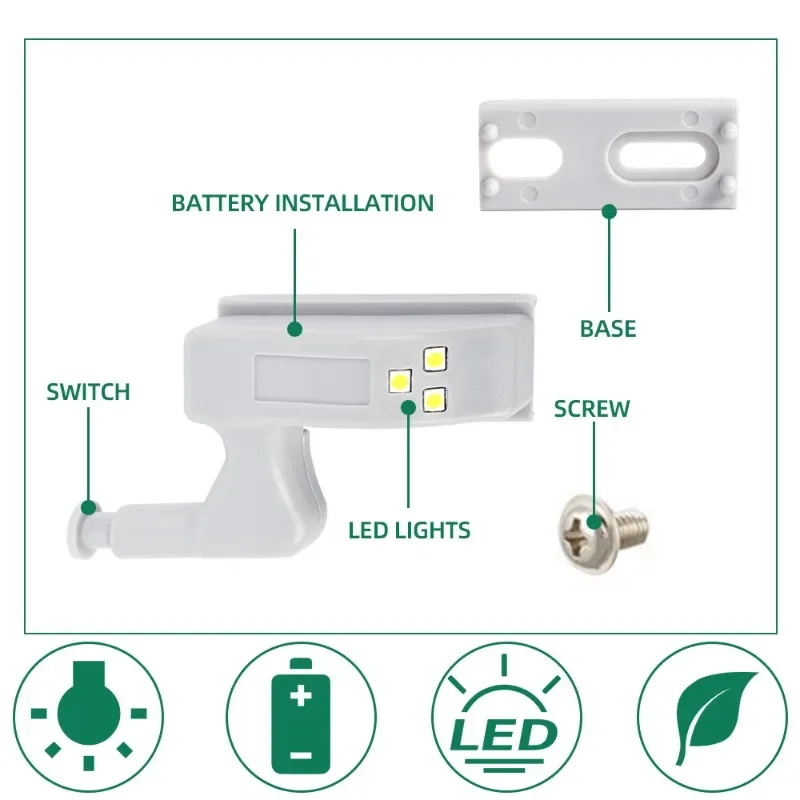 LED Cabinet Light 20/1PCS LED Inner Hinge Lamp Under Cabinet Light Universal Wardrobe Sensor Light for Cupboard Kitchen Bedroom Closet Night Lamp