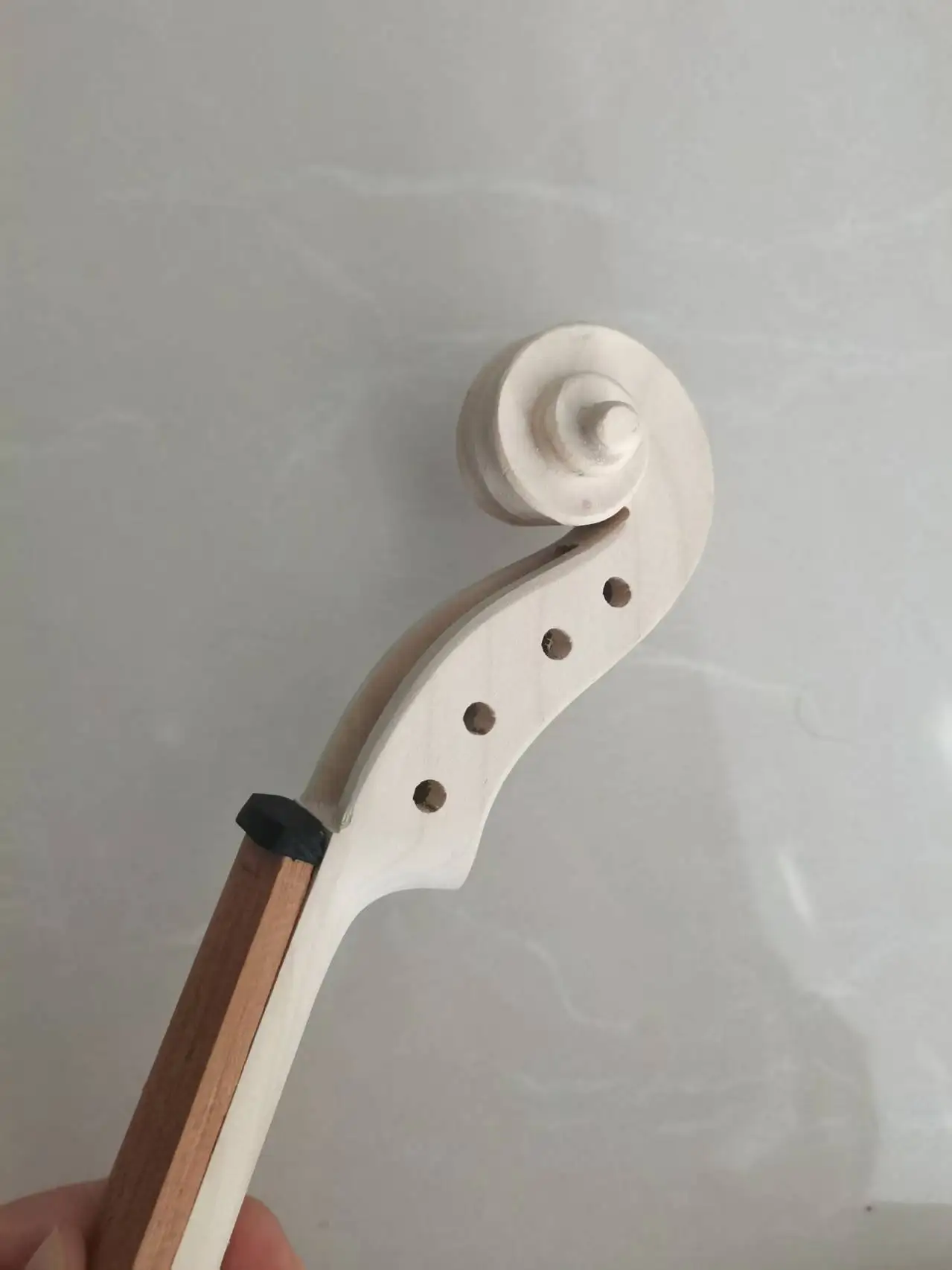Unfinished 4/4 3/4 1/2 1/8 Violin White Neck Head+ Natural Ebony Fingerboard Violin Parts Unvarnished