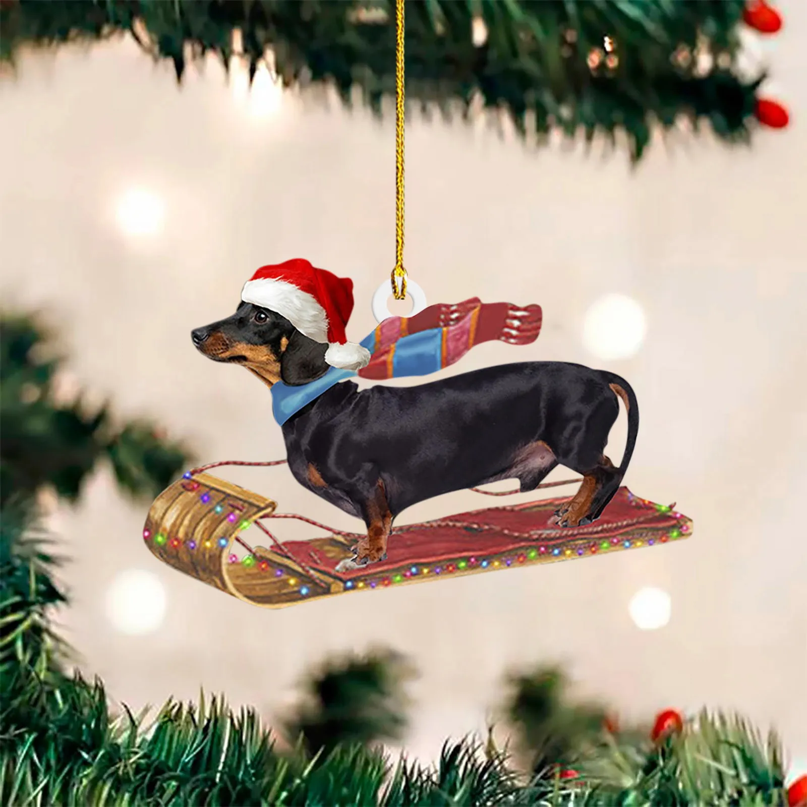 thumbnail image 4 of Adornos colgantes para árbol de Navidad, colgantes con forma de perro salchicha, decoraciones navideñas para el hogar, regalos de Navidad y Año Nuevo, 4 of 5