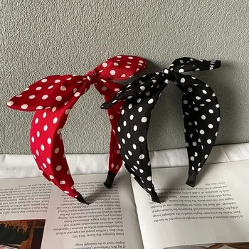 Fashion Hair Accessories Trend Women's Wide Headband Bow Knot Cross Sweet Style Polka Dot Hairband Cute Hoop Headwear 1