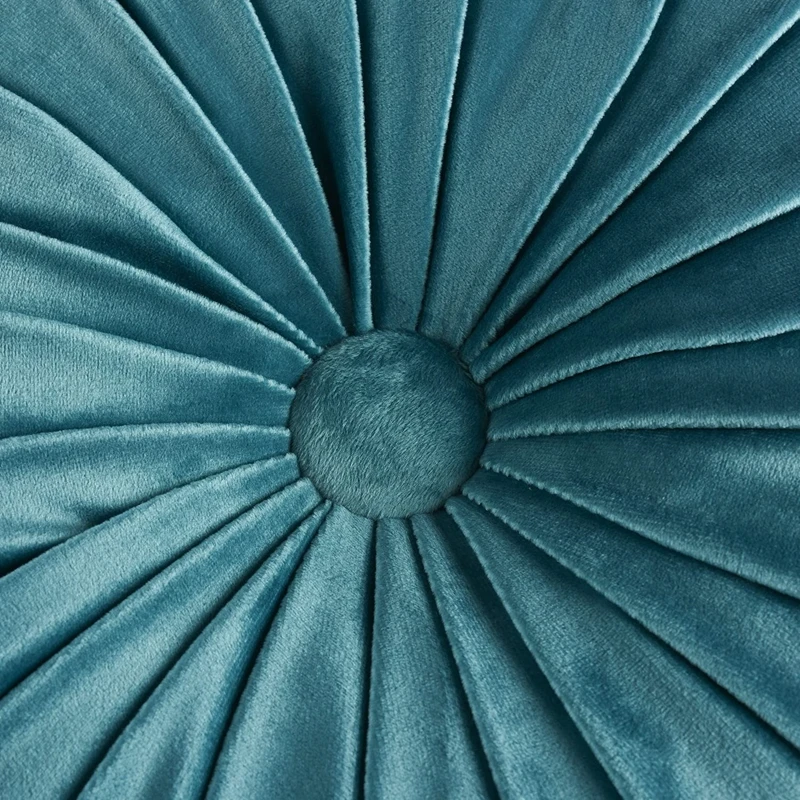 Velvet Pleated Round Accent Pillow - Boho Pumpkin Design