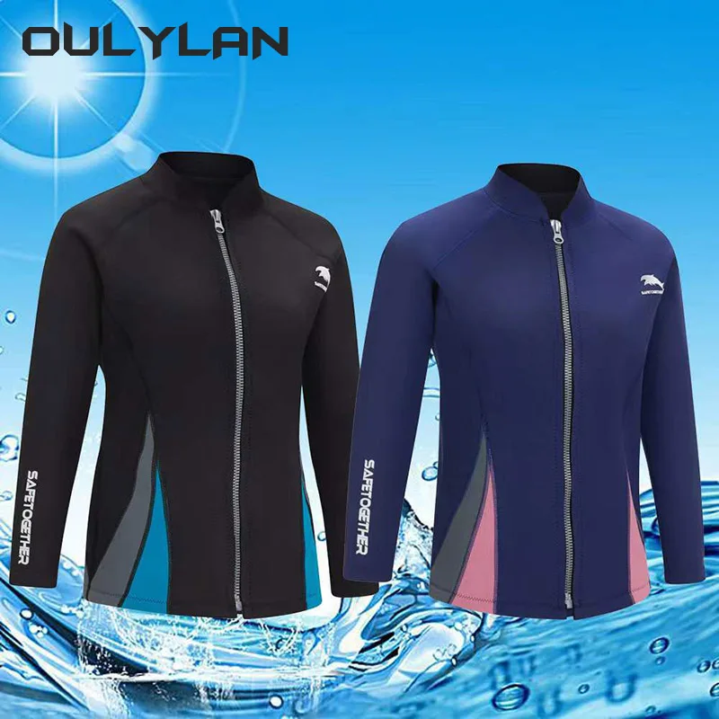 

Oulylan Surf Snorkel Top Jacket 2mm Neoprene Top Wetsuit Women's Split Long Sleeve Warm Water Sports Surf Diving Swimming