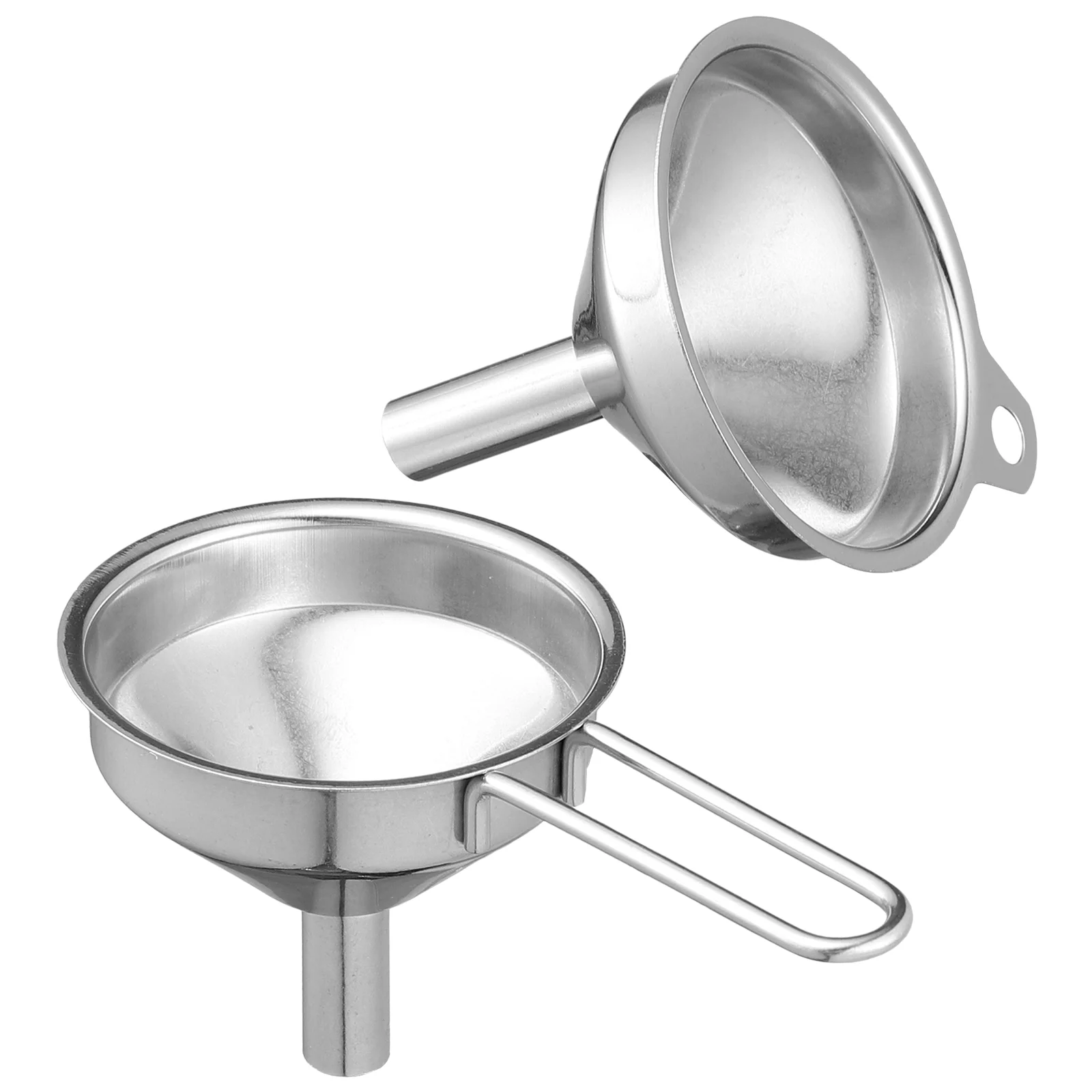 

2 Pcs Funnel Kitchen Cooking Tools Food Grade Stainless Steel Flasks Hopper Oil Transferring