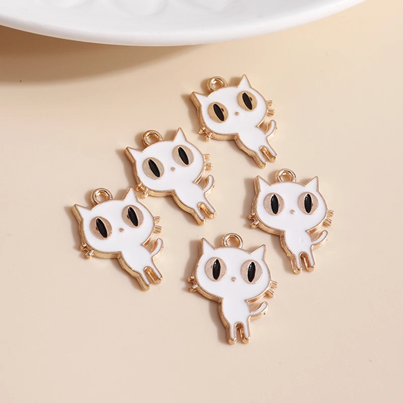 10 Stück 13*17mm DIY Emaille Mini Katze Charms für Halsketten Anhänger Ohrringe Niedliche Tier Charms Handgemachte Schmuckherstellung Zubehör – Detail 6