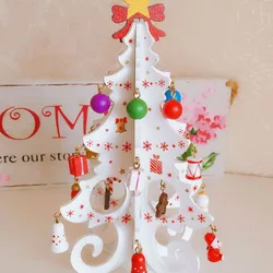 Festive Mini Wooden Christmas Tree Tabletop Ornament - Cozy Holiday Decor Accent - As Picture (1)