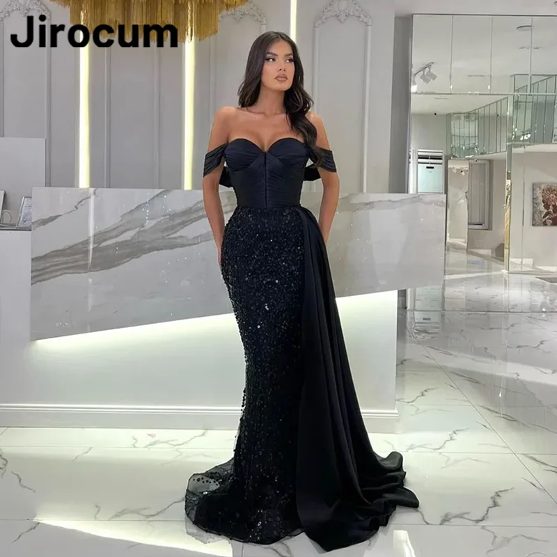 

Jirocum Sexy Mermaid Prom Dress Women's Sparkling Sweetheart Sequin Party Evening Gown Floor Length Black Formal Occasion Gowns
