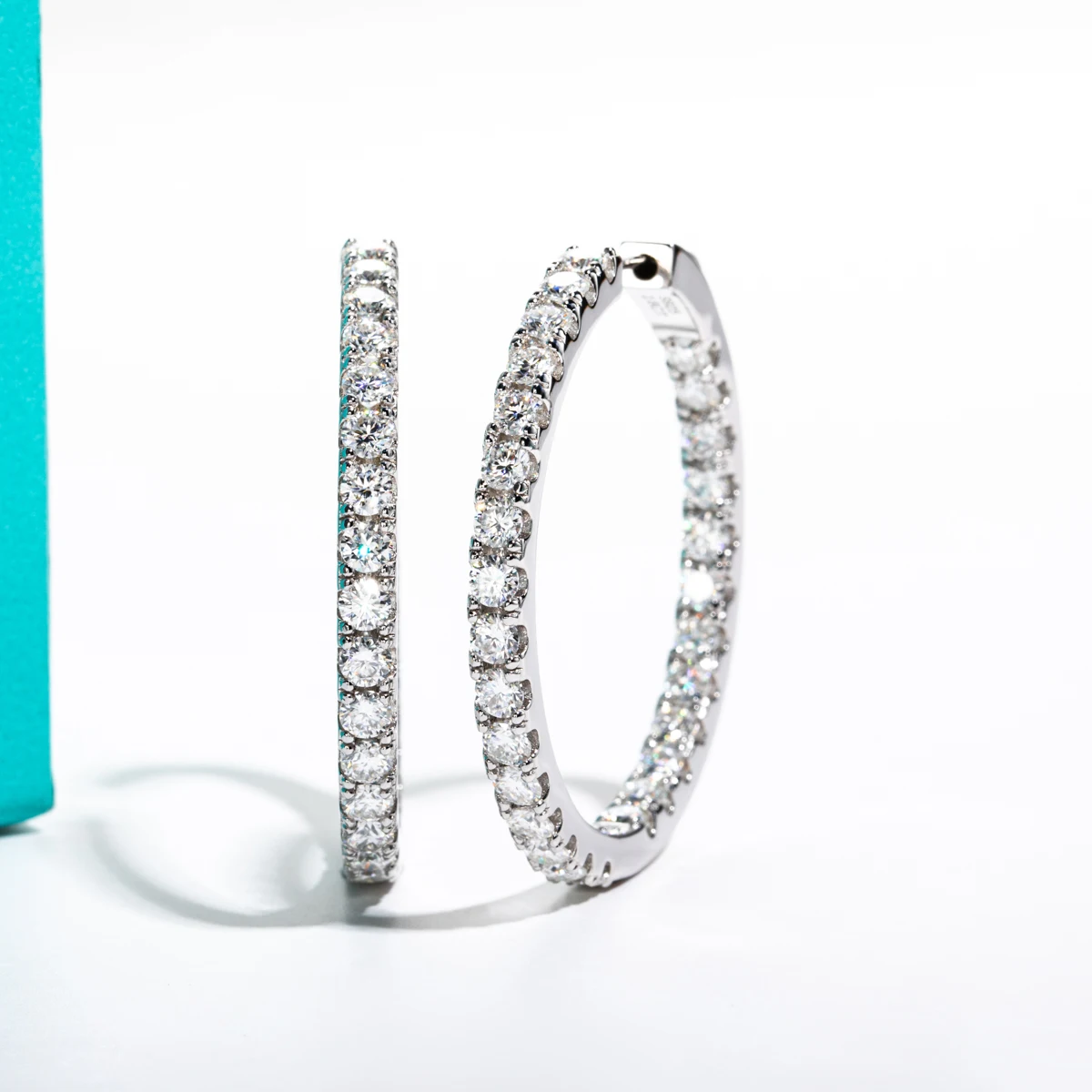 AnuJewel 3mm 5.6cttw D Color Moissanite Big Hoop Earrings 925 Sterling Silver Luxury Huggie Earring For Women Jewelry Wholesale 3