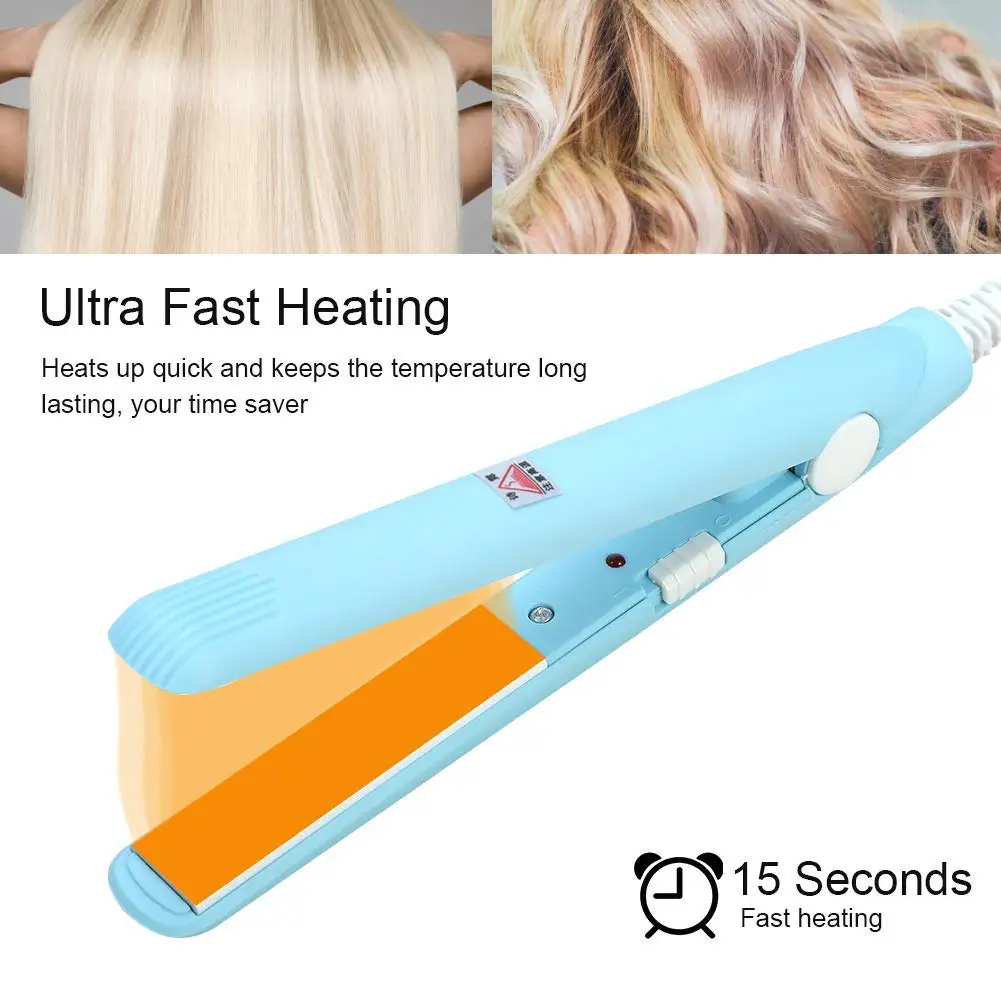 Portable Mini Hair Straightener Flat Iron Hair Curler For Men Women Short Hair Wave Hairstyling Dual Voltage Straightening Irons