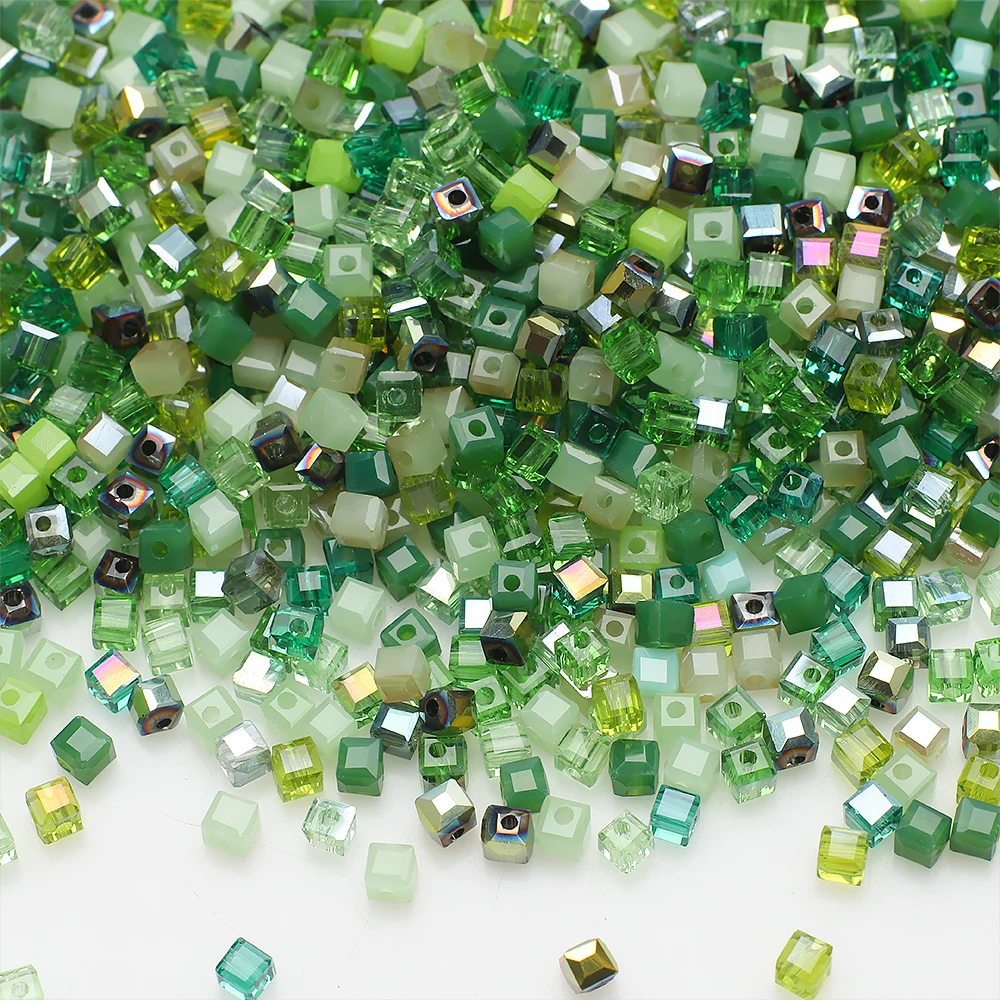 Cuentas de cristal cuadradas facetadas mixtas de 3/4/6/8mm, espaciador suelto, cuentas de cubo de cristal para fabricación de joyería, accesorios para pulseras y collares DIY