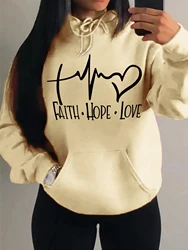 Women's Oversized Graphic Letter Hoodie - Casual Fleece Sweatshirt - XXL (Beige)