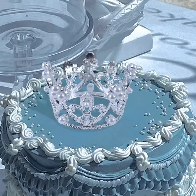 Decorazione per torta di compleanno, corona d'argento, decorazione per torta da principessa, corona, decorazione per torte, piccole corone, mini decorazioni per compleanni, matrimoni, feste e baby