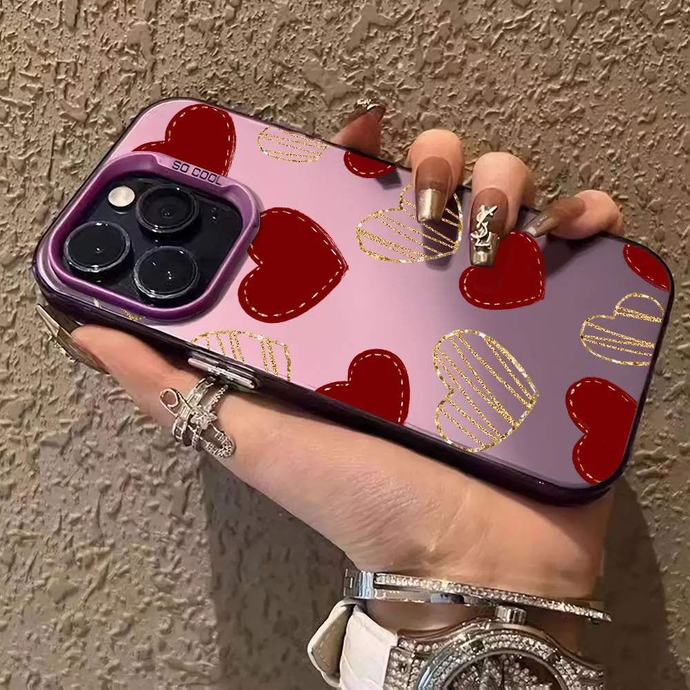 Silver Love Heart Pattern Silicone Bumper Phone Case