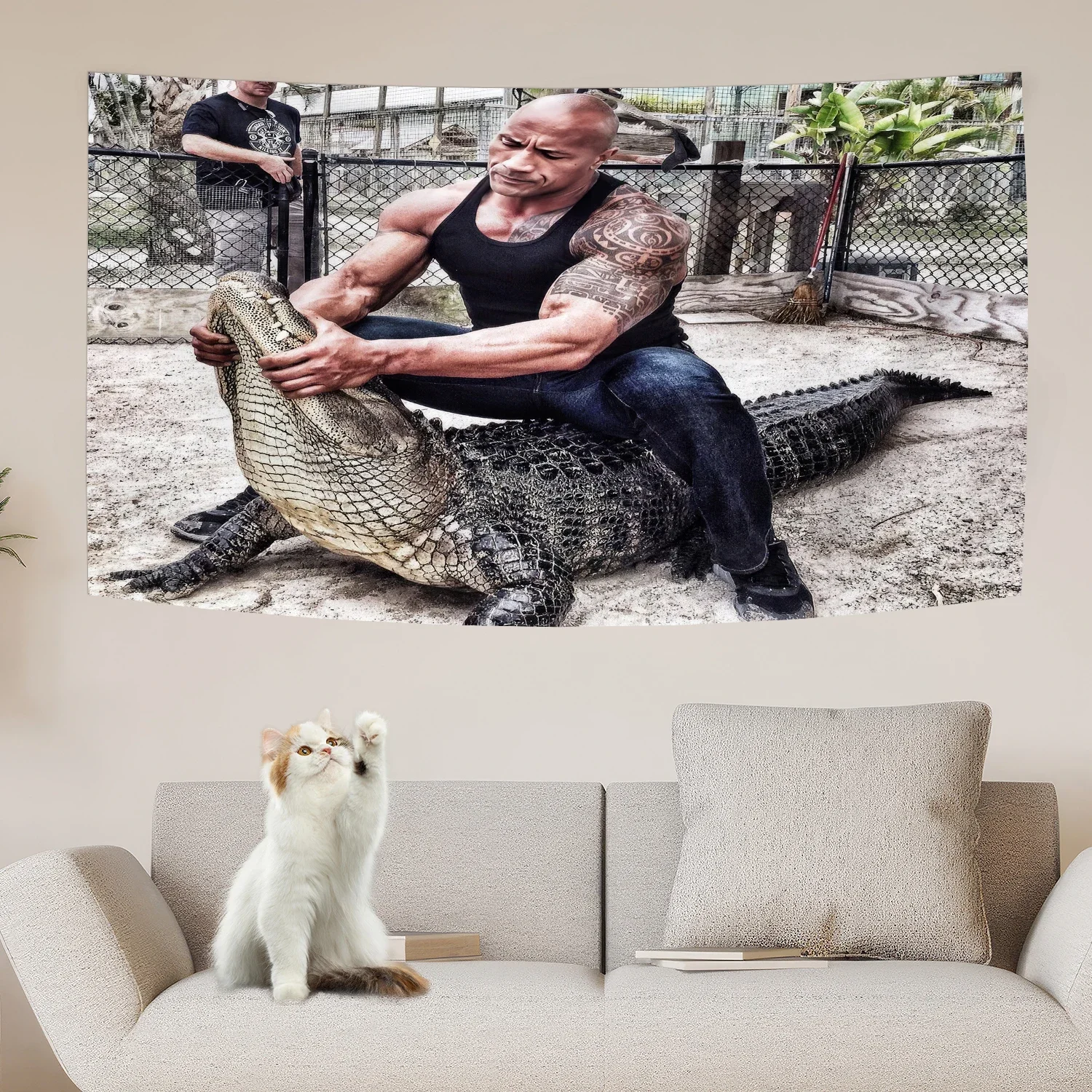 Tapestry Decorations The Rock Johnson Eating Blueberry Pancakes Funny Wall Hanging Kawaii Room Decor Meme Tapestry Bedroom Decoration Aesthetic
